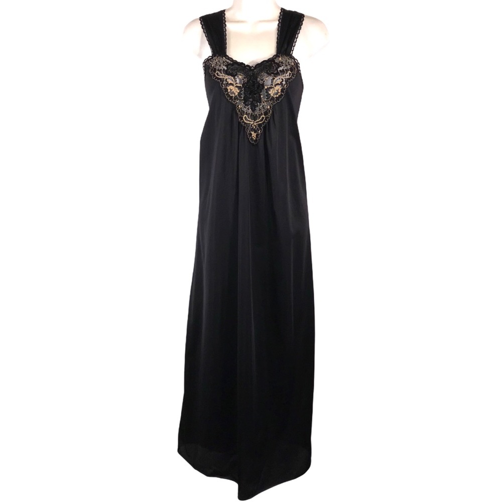 Vintage 1970s Black with Lace Nightgown - Picture 10 of 10
